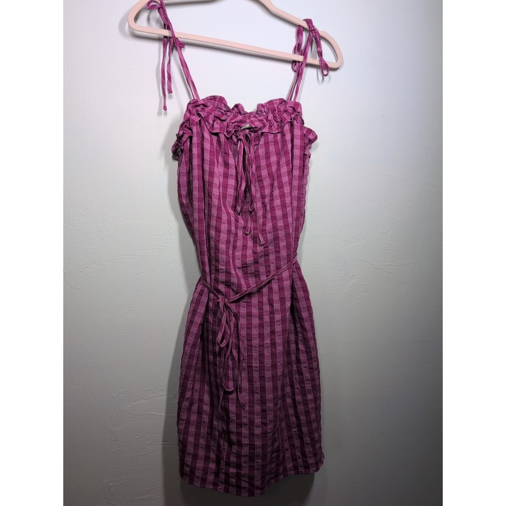 Topshop purple gingham check Strapless New Dress Medium